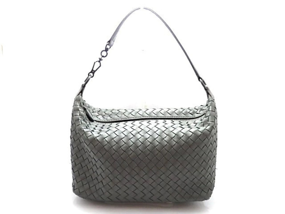 BOTTEGA VENETA Hobo Bag Intrecciato Lambskin Leather Gray